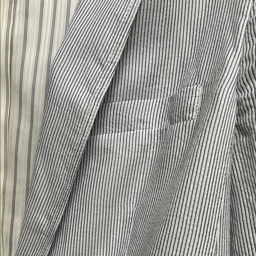 Rag & Bone Light Weight Gray White Striped Tailored Silk Cotton Blazer Size 6 - Picture 6 of 10